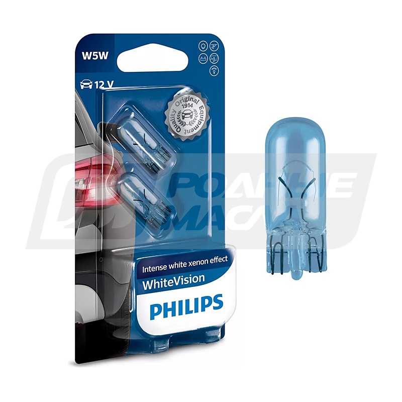 PHILIPS WhiteVision W5W 12V 5W W2.1x9.5d, набор 2шт 12961NBVB2